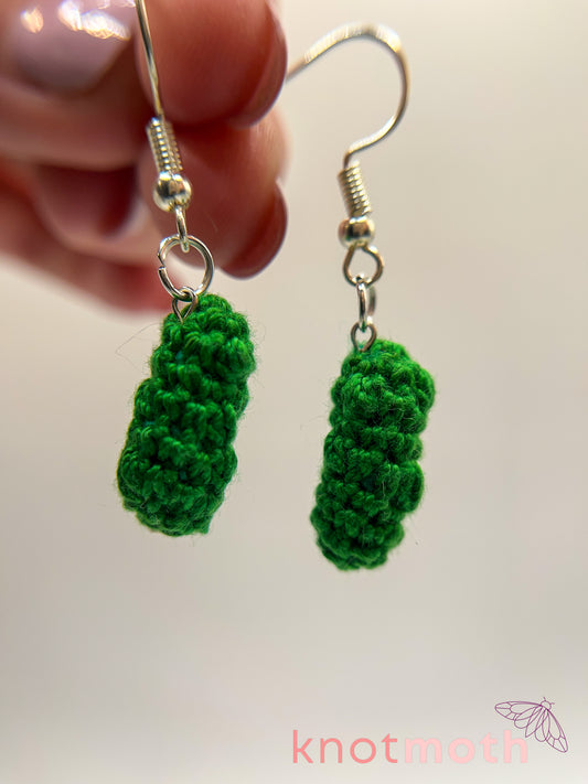 pickle micro crochet earrings