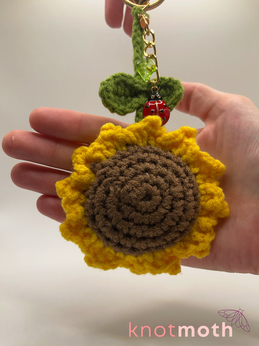 sunflower crochet keychain