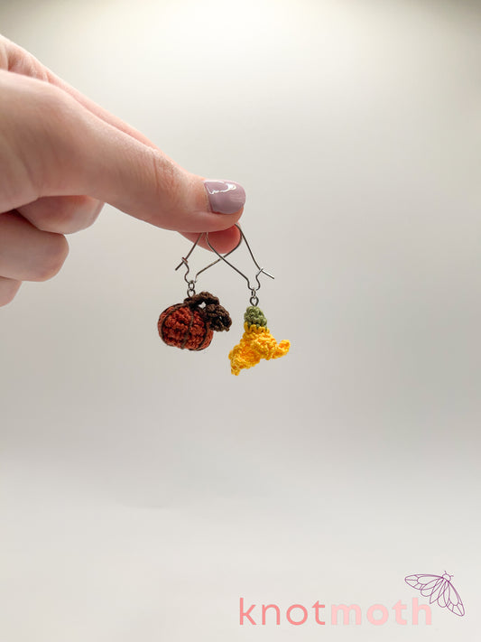 pumpkin patch micro crochet earrings