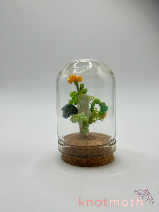 skull & calendula micro crochet cloche jar