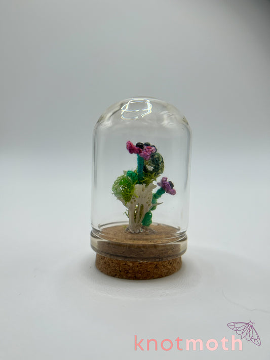 skull & anemone micro crochet cloche jar
