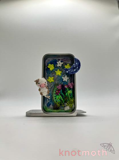 clover cow · moon & flowers nighttime mini tin