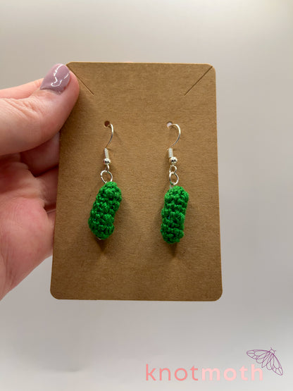 pickle micro crochet earrings