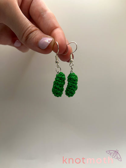 pickle micro crochet earrings