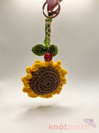 sunflower crochet keychain