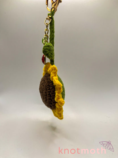 sunflower crochet keychain