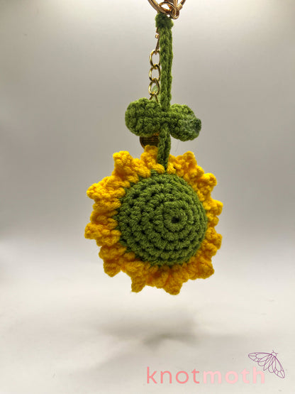 sunflower crochet keychain