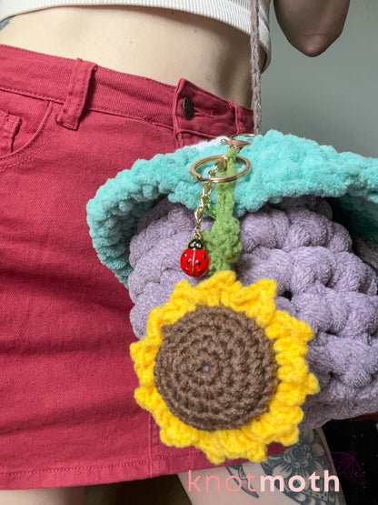 sunflower crochet keychain