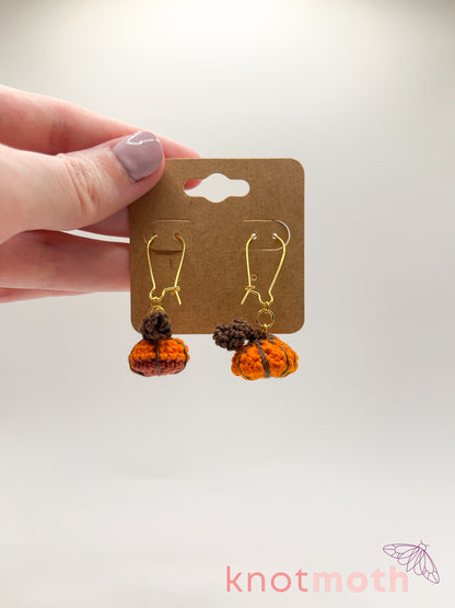 pumpkin patch micro crochet earrings