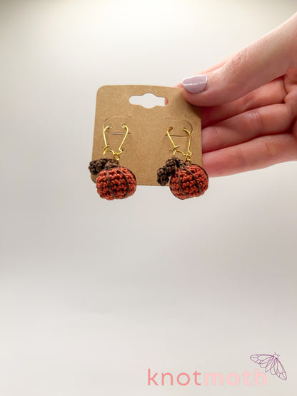 pumpkin patch micro crochet earrings