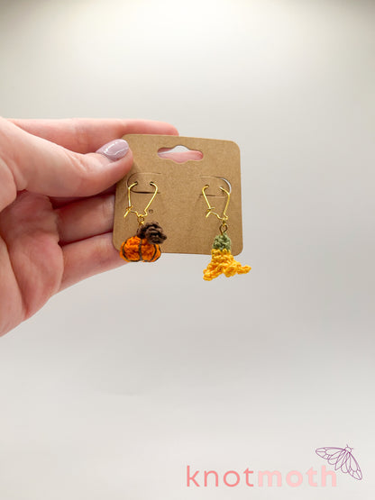 pumpkin patch micro crochet earrings