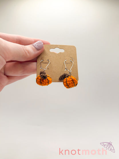 pumpkin patch micro crochet earrings