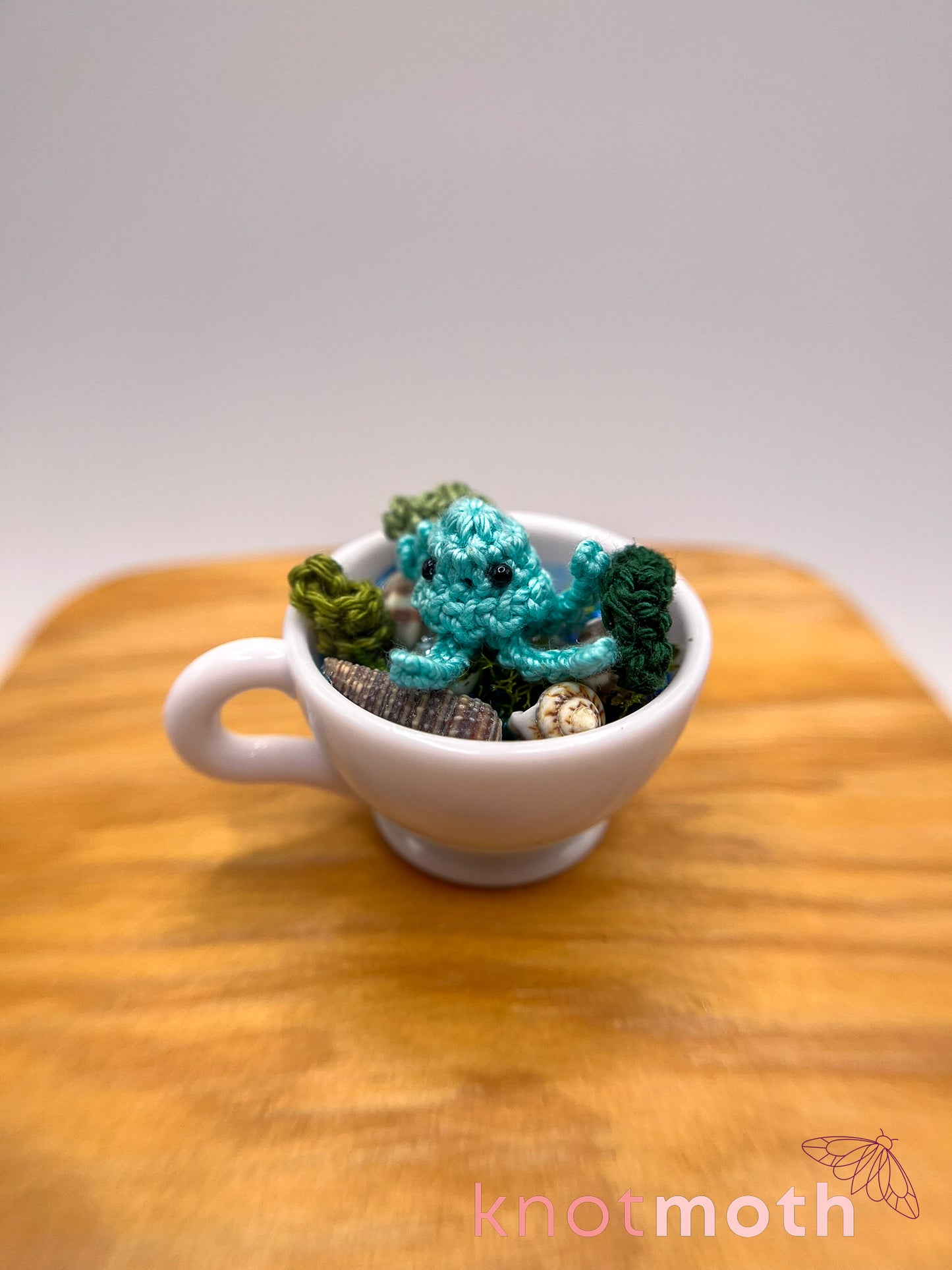 lu jellyfish micro crochet teacup trinket