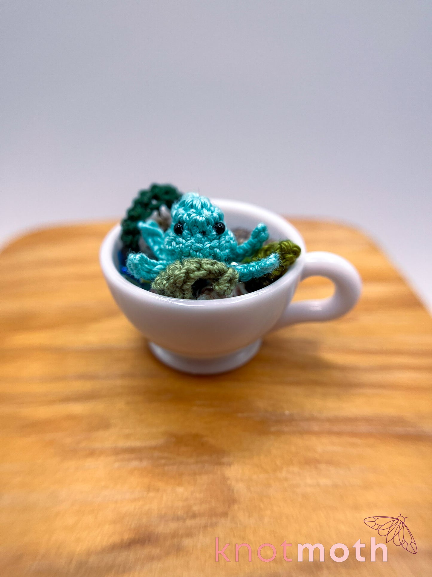 lu jellyfish micro crochet teacup trinket