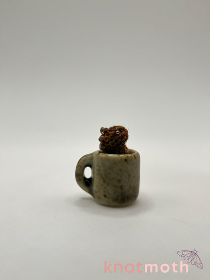 chai tea-rex micro crochet mug trinket