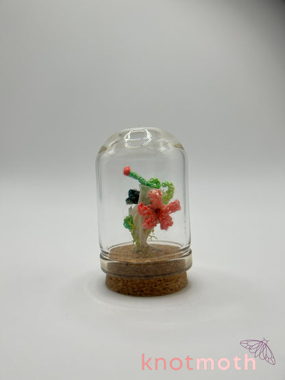 skull & lily flowers micro crochet cloche jar