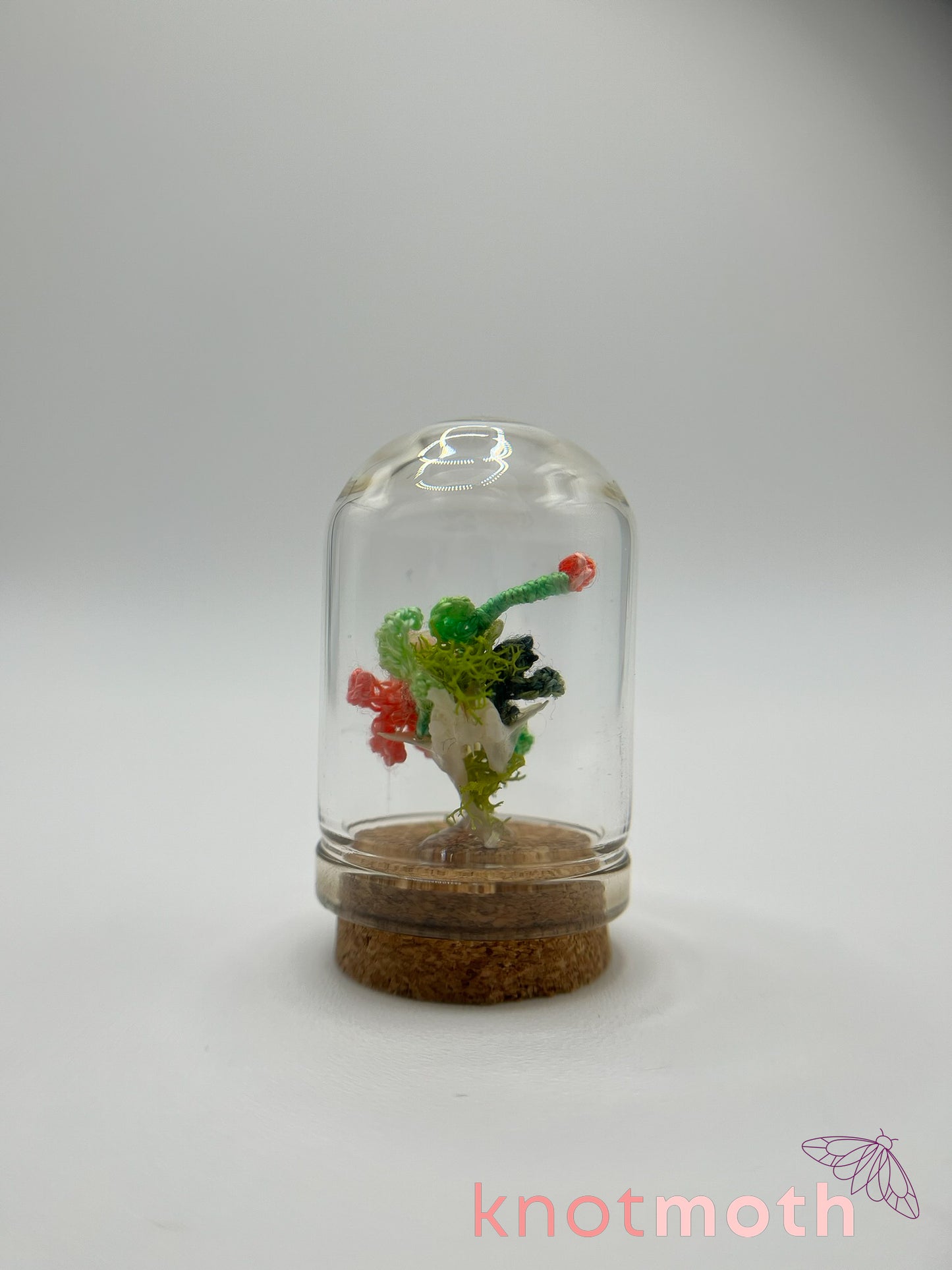 skull & lily flowers micro crochet cloche jar