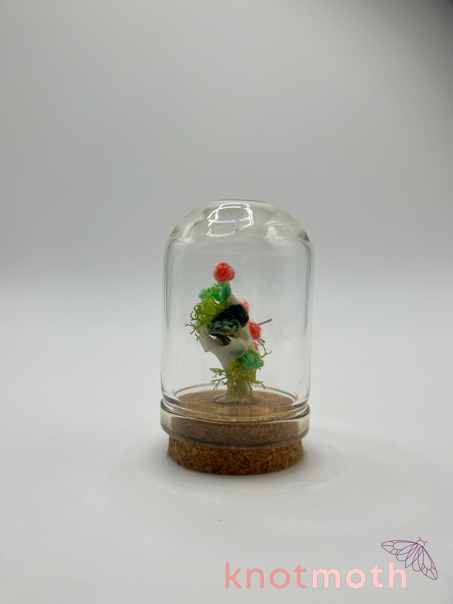 skull & lily flowers micro crochet cloche jar