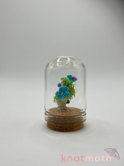 skull & forget-me-nots micro crochet cloche jar