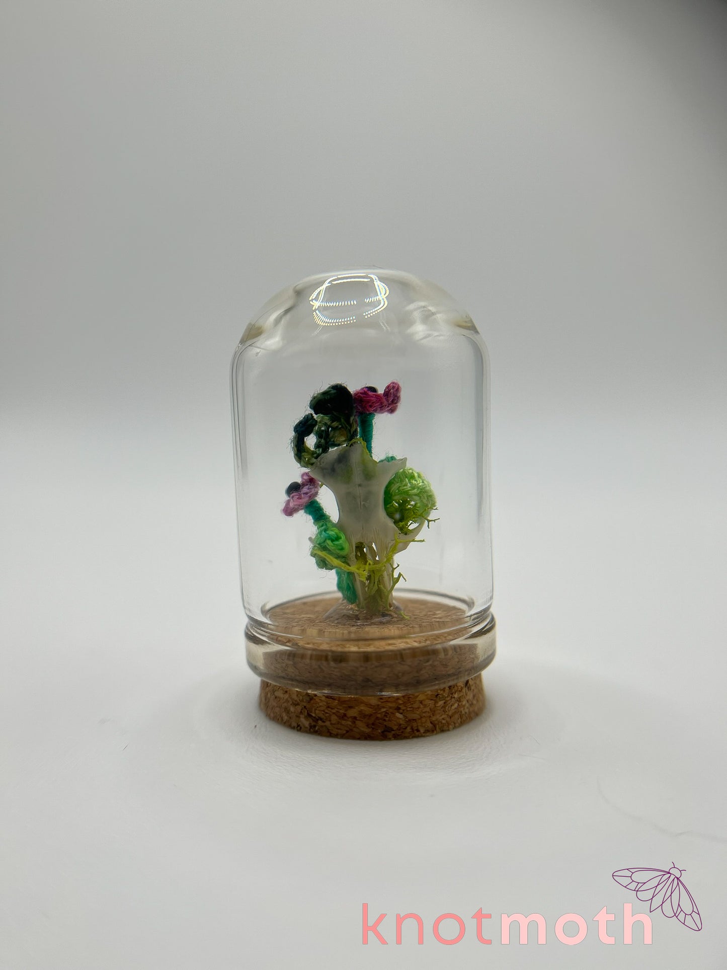 skull & anemone micro crochet cloche jar