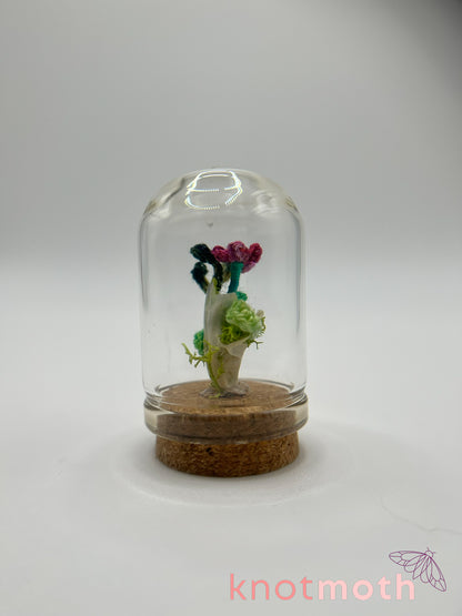 skull & anemone micro crochet cloche jar