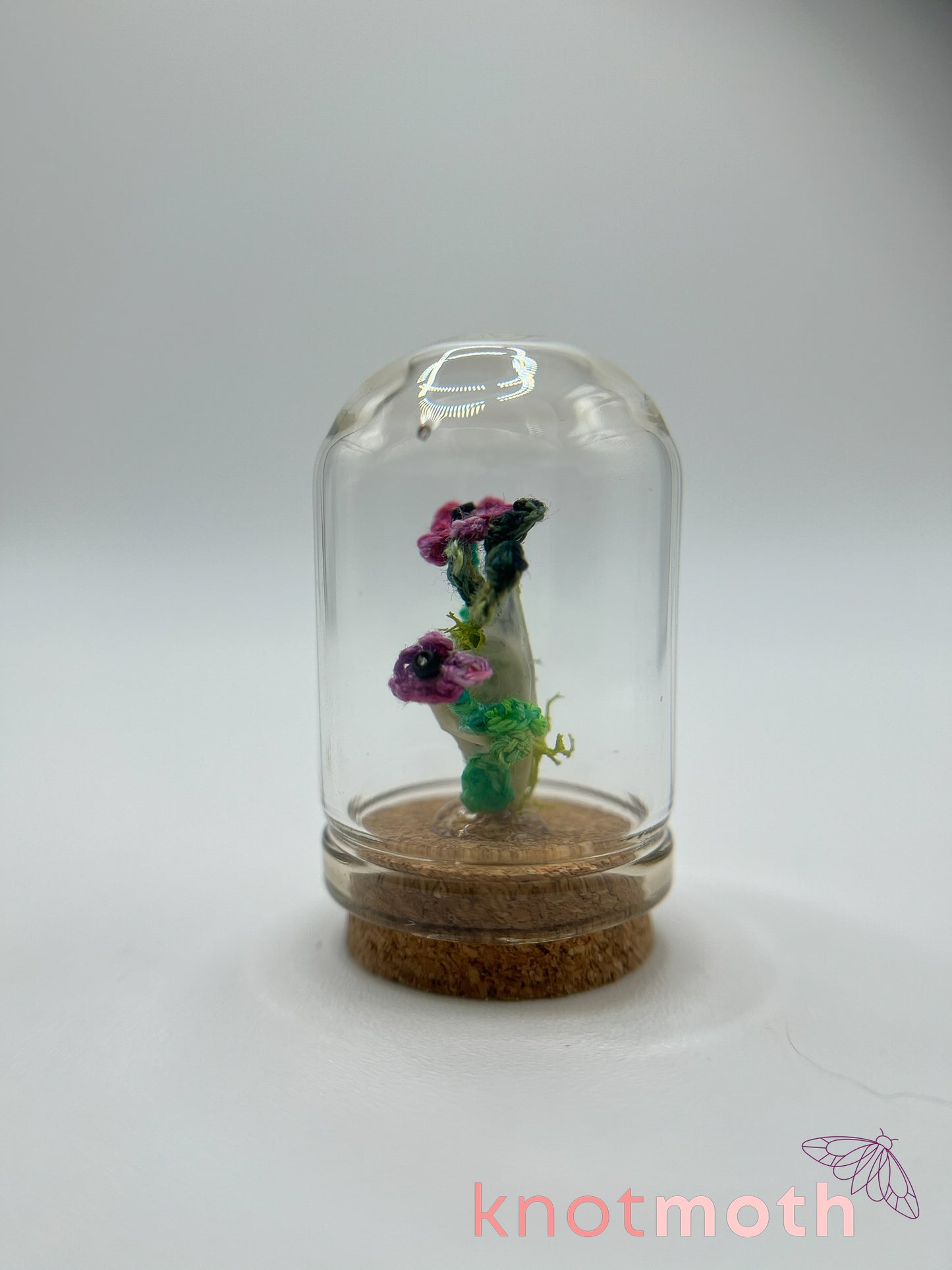 skull & anemone micro crochet cloche jar