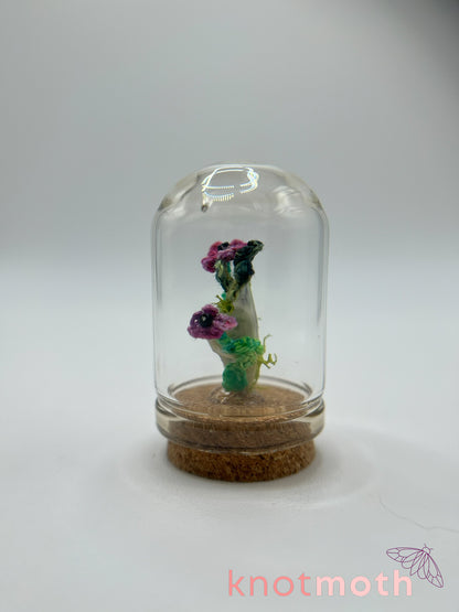 skull & anemone micro crochet cloche jar