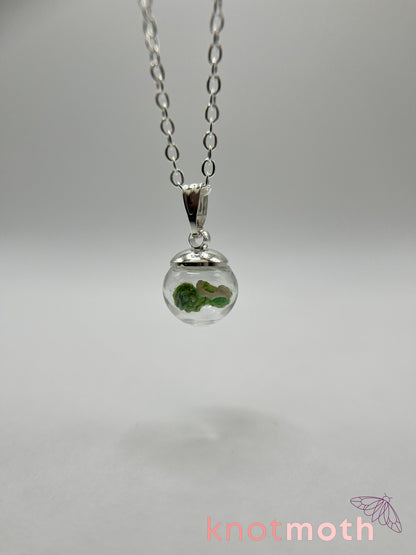 vine & vertebra bone micro crochet mini globe necklace