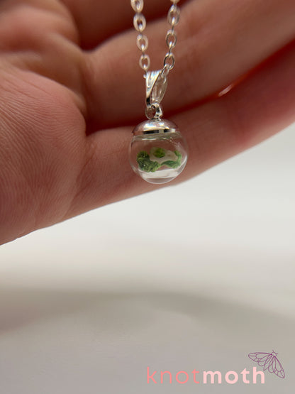 vine & vertebra bone micro crochet mini globe necklace