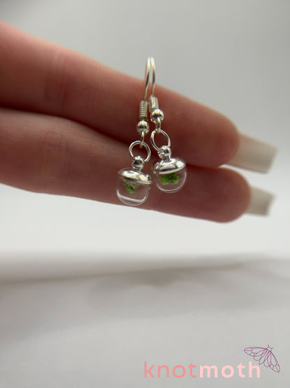 vine & vertebra bone micro crochet mini globe earrings