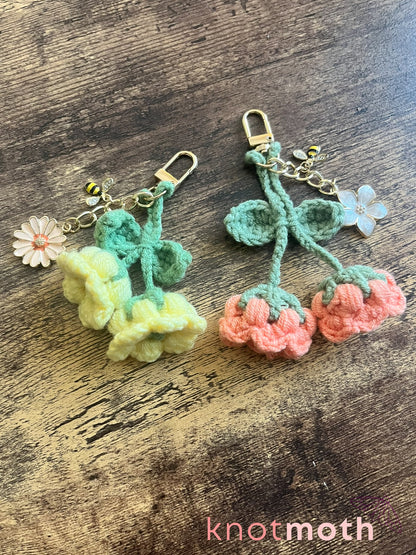 bell flowers crochet keychain