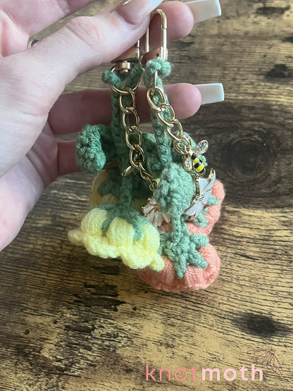 bell flowers crochet keychain