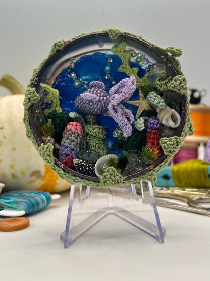 felicity fish (beaded) · coral reef scene with stand