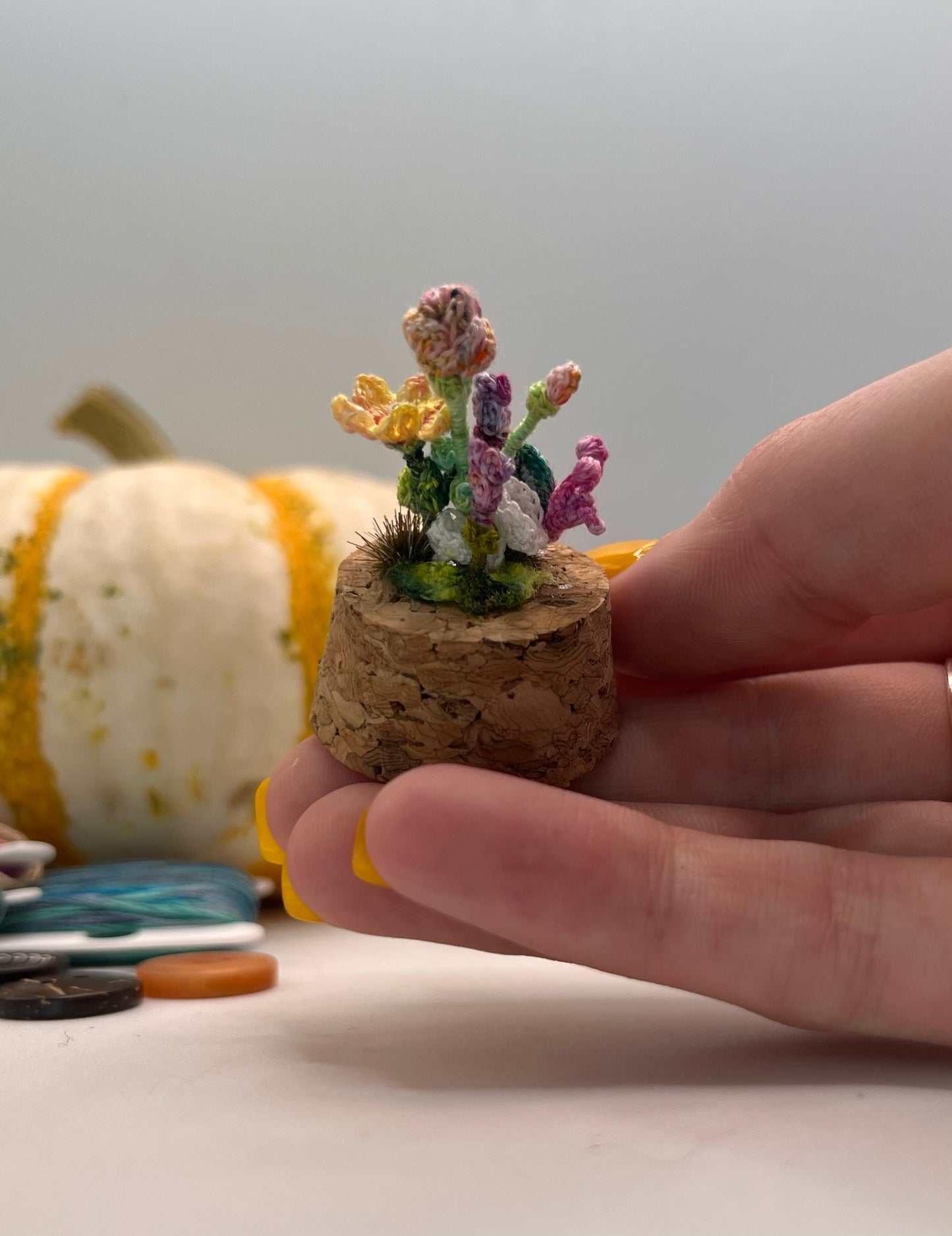 sadie snail · flowers & mushrooms dome jar scene