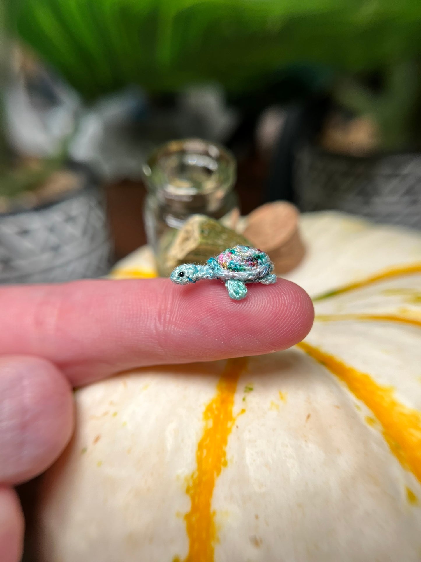 tasha turtle micro crochet jar